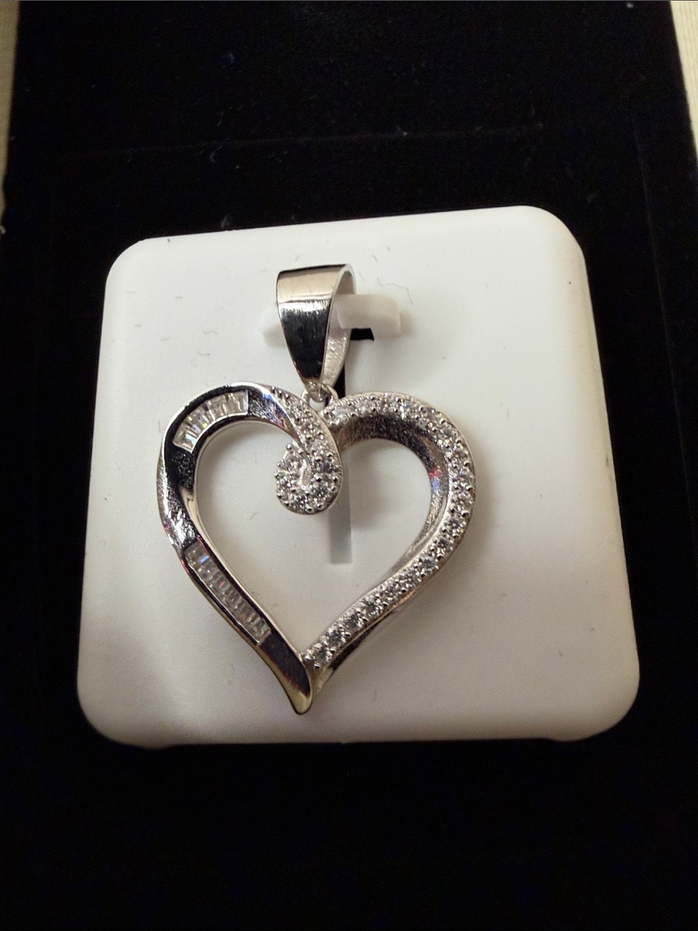 Sterling Silver Moissanite Heart Pendant